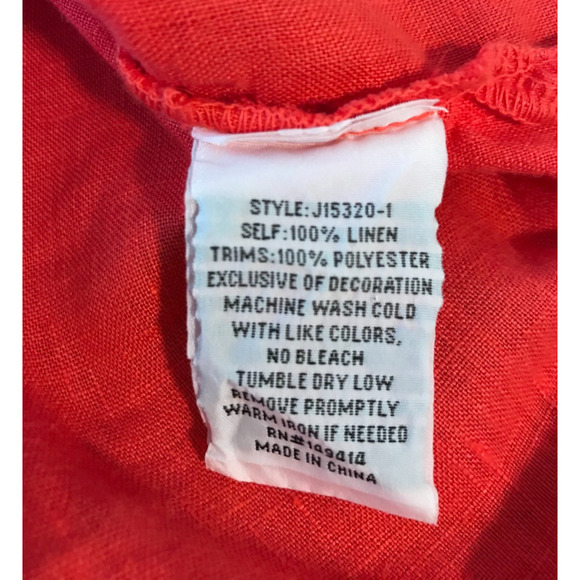 Johnny Was Maisie Coral Orange Embroidery Blouse with Side Tie - Size XSM - Picture 8 of 8